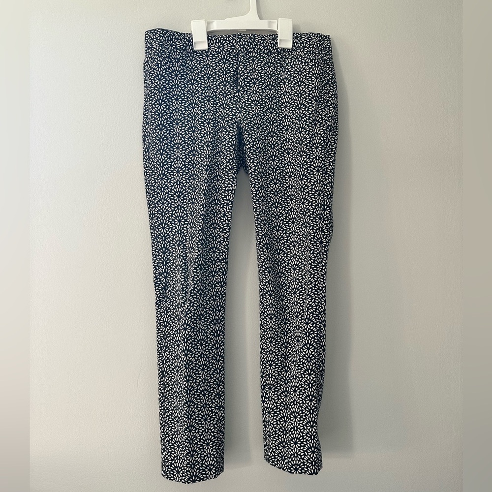 Banana republic SLOAN-FIT black white dot PRINT SLIM ANKLE PANT size 0